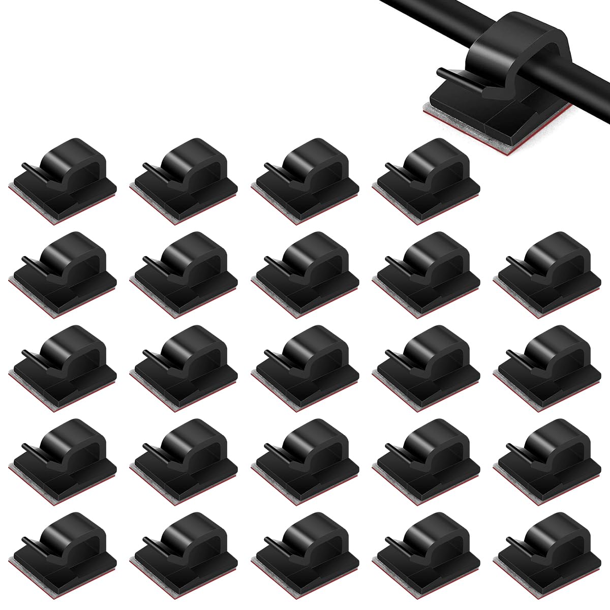 HASTHIP 25-Pack Cable Organizer, Acrylic Cable Clips, Outdoor Light Wire Clips Self Adhesive Cable Tidy Hooks Cord Organiser Holder for Cable Management, Christmas Hanging Decorations (Black) HASTHIP 25-Pack Cable Organizer, Acrylic Cable Clips, Outdoor Light Wire Clips Self Adhesive Cable Tidy Hooks Cord Organiser Holder for Cable Management, Christmas Hanging Decorations (Black)
